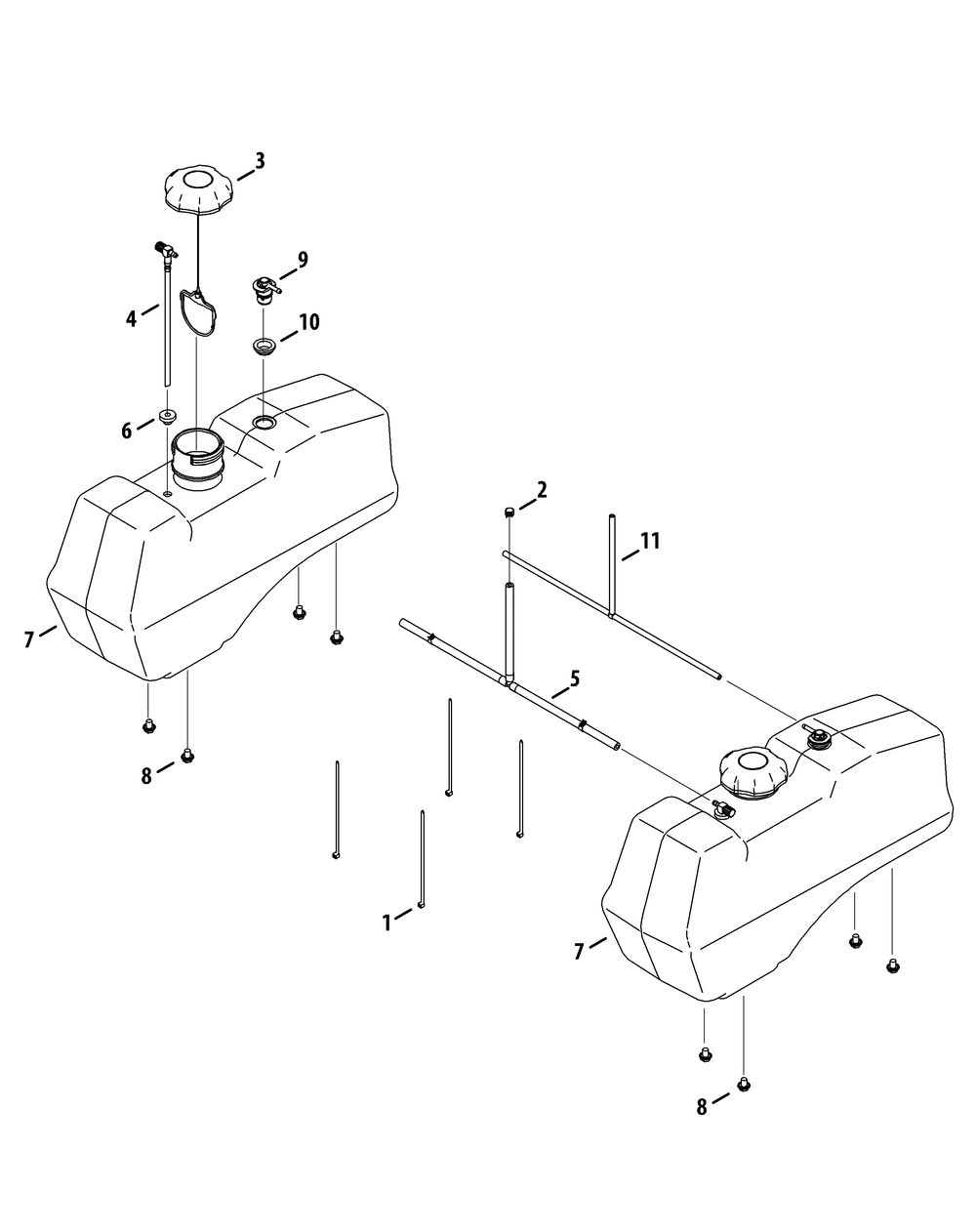 Fuel Tank Assembly Diagram and Parts List for M60-KH (53CH8CT6050-27HP)(2011) Cub Cadet Lawn Tractor
